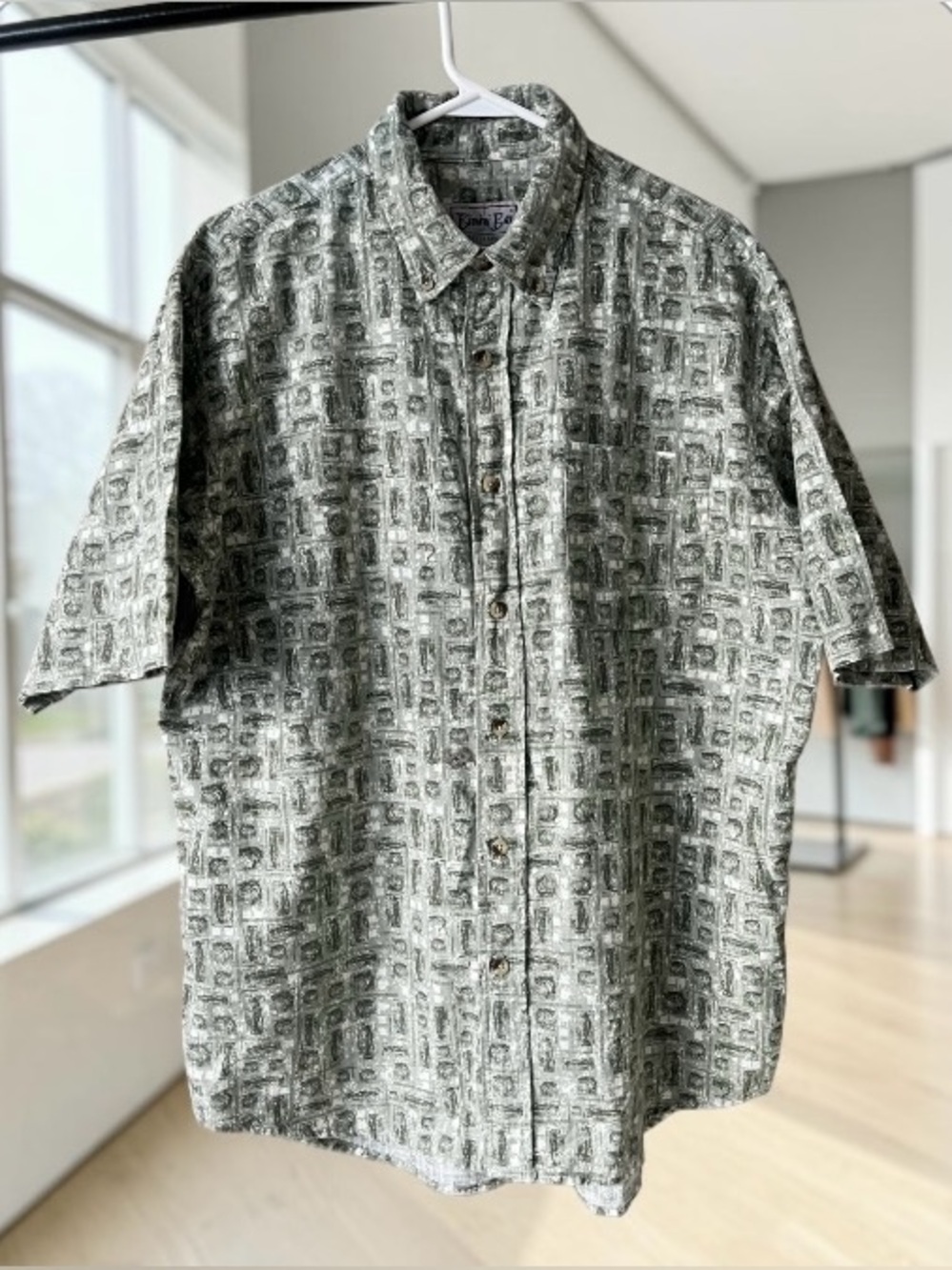 Bimini Bay Green Patterned Short-Sleeve Button-Up Shirt New without Tags